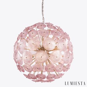 Idea - lampa wisząca glamour z metalową obręczą i kolorowym szkłem