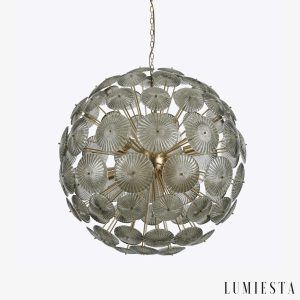 Lampa wisząca złota ze szkłem glamour, Idea Ø40/60 cm, widok z przodu