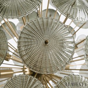 Idea - szklany żyrandol glamour w złotej oprawie, detale konstrukcji