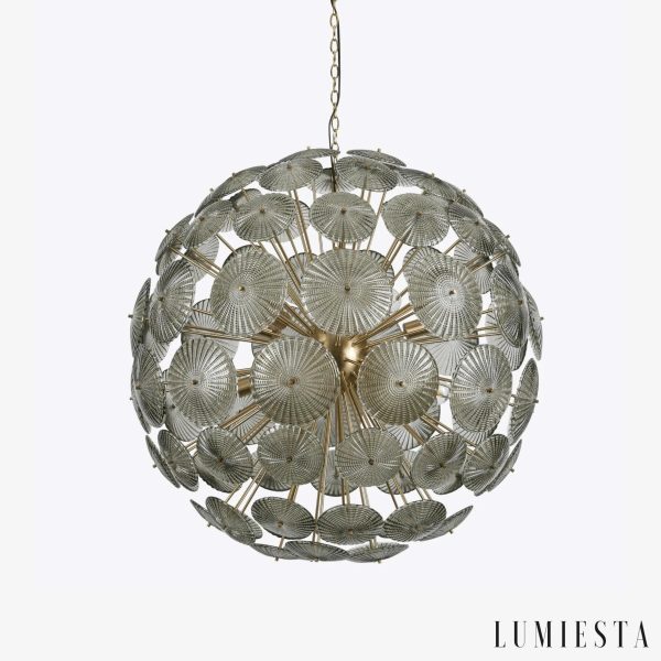 Lampa wisząca złota ze szkłem glamour, Idea Ø40/60 cm, widok z przodu