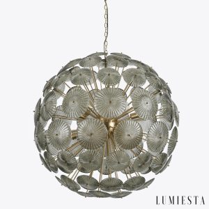 Idea - złota lampa wisząca ze szkła, widok na pełną formę Ø40/60 cm