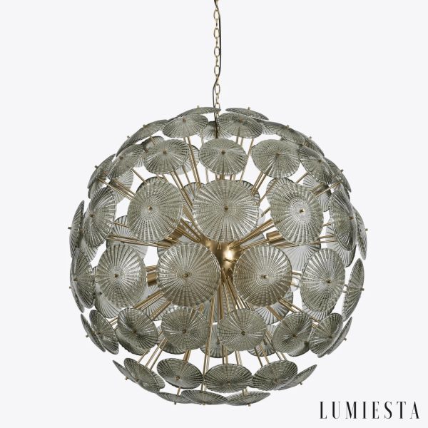 Idea - złota lampa wisząca ze szkła, widok na pełną formę Ø40/60 cm