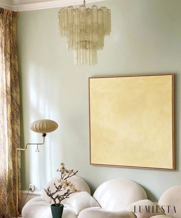 Lumiesta Imperio - Lampa wisząca glamour, szkło żółte/niebieskie do salonu, Ø65x75 cm