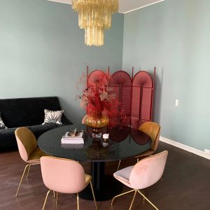 Lumiesta Imperio - Lampa wisząca glamour, szkło żółte/niebieskie do salonu, Ø65x75 cm
