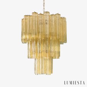 Lumiesta Imperio - Lampa wisząca glamour, szkło żółte/niebieskie do salonu, Ø65x75 cm