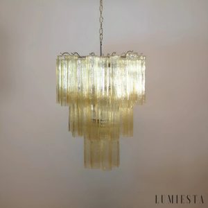 Lumiesta Imperio - Lampa wisząca glamour, szkło żółte/niebieskie do salonu, Ø65x75 cm