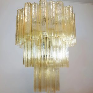 Lumiesta Imperio - Lampa wisząca glamour, szkło żółte/niebieskie do salonu, Ø65x75 cm