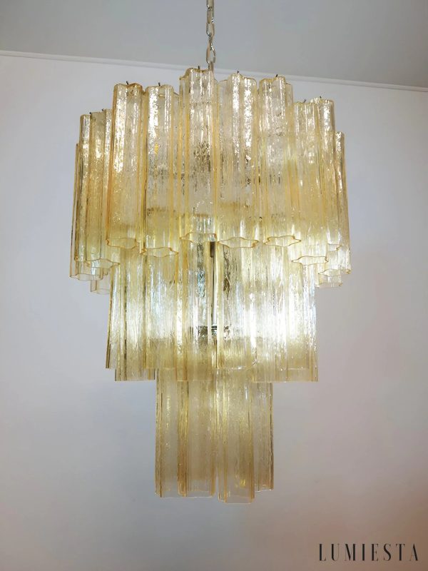 Lumiesta Imperio - Lampa wisząca glamour, szkło żółte/niebieskie do salonu, Ø65x75 cm