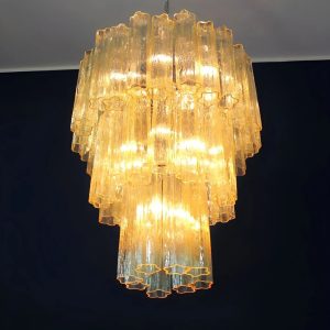Lumiesta Imperio - Lampa wisząca glamour, szkło żółte/niebieskie do salonu, Ø65x75 cm