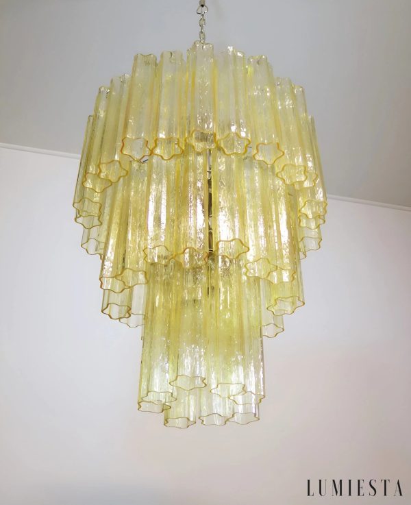 Lumiesta Imperio - Lampa wisząca glamour, szkło żółte/niebieskie do salonu, Ø65x75 cm