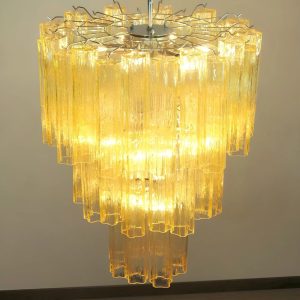 Lumiesta Imperio - Lampa wisząca glamour, szkło żółte/niebieskie do salonu, Ø65x75 cm