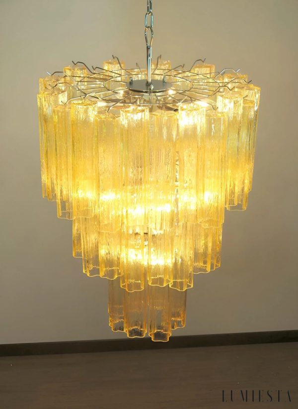 Lumiesta Imperio - Lampa wisząca glamour, szkło żółte/niebieskie do salonu, Ø65x75 cm