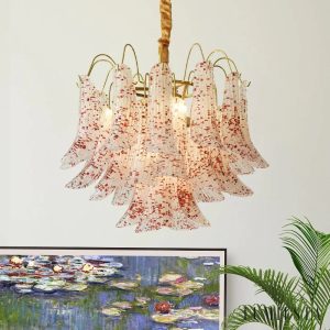 Incanto - metalowa obręcz i kolorowe szkło w lampie glamour