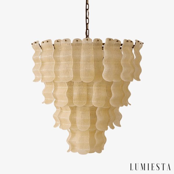 Lampa wisząca metalowo szklana złota Lago - widok od przodu