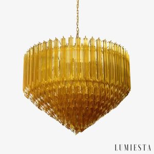 Lampa wisząca złota ze szkła bursztynowego Laguna - widok od przodu, średnica 75 cm