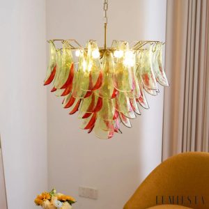 Lecce - zielone szklane klosze i złota oprawa lampy wiszącej