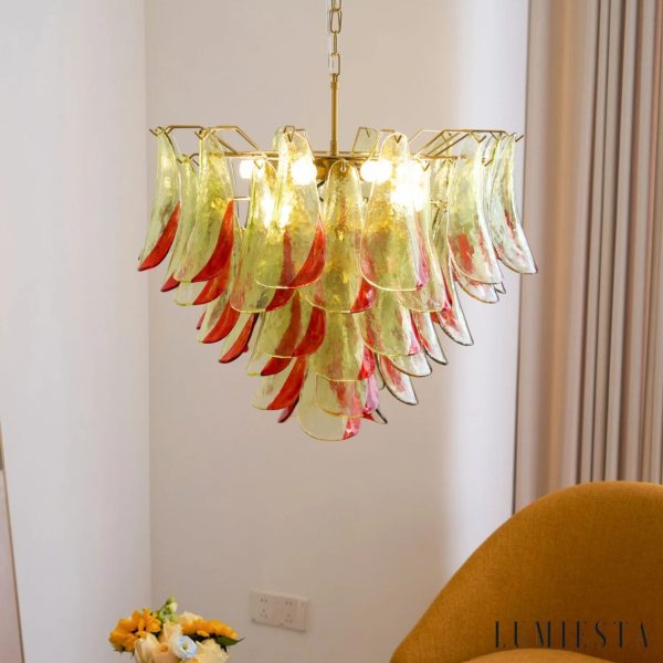 Lecce - zielone szklane klosze i złota oprawa lampy wiszącej