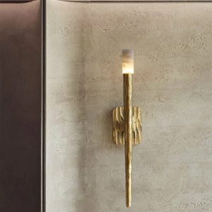 Leiri - lampa wisząca nowoczesna miedziano-biała do jadalni, smukły cylindryczny klosz
