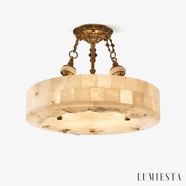 Lampa wisząca alabastrowa Lisboa, antyczny mosiądz, do salonu, Ø40/50/60 cm - widok z przodu