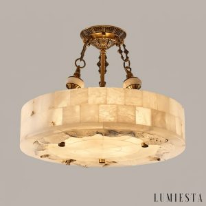 Lisboa - lampa wisząca alabastrowa, elegancki kształt klosza w pełnym ujęciu