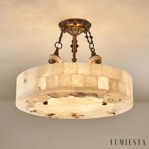 Lisboa - alabaster i antyczny mosiądz, detal połączenia materiałów