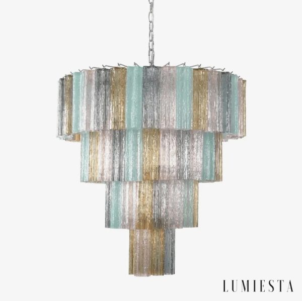 lampa wisząca szklano metalowa nikiel Loggia z metalową konstrukcją i szklanymi kloszami do salonu