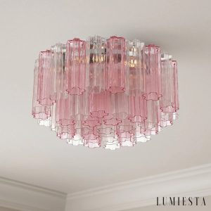 Luce - złoty metalowy stelaż i szklane klosze, lampa sufitowa glamour