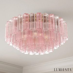 Lampa sufitowa Luce w złotym wykończeniu, szeroki widok bryły Ø81 cm