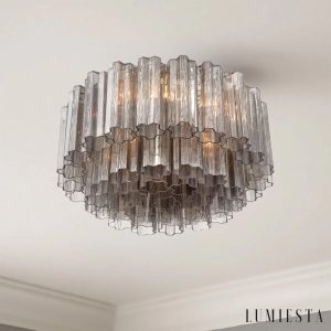 Luce - metalowa podsufitka i szklane elementy, lampa sufitowa glamour