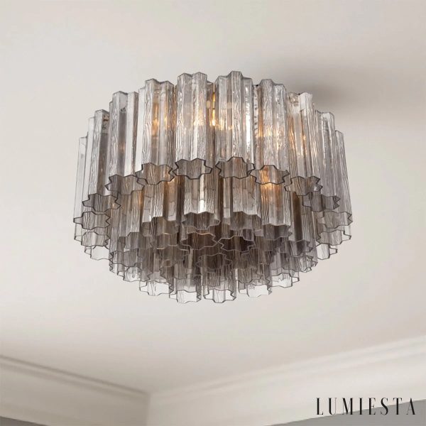 Luce - metalowa podsufitka i szklane elementy, lampa sufitowa glamour