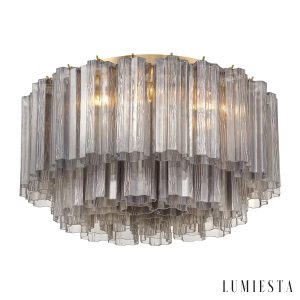 Luce - detal metalowej konstrukcji i szkła, lampa sufitowa do salonu
