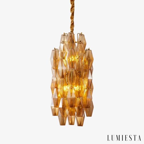 Lampa wisząca metalowa złota ze szkłem Lucerna - widok frontalny