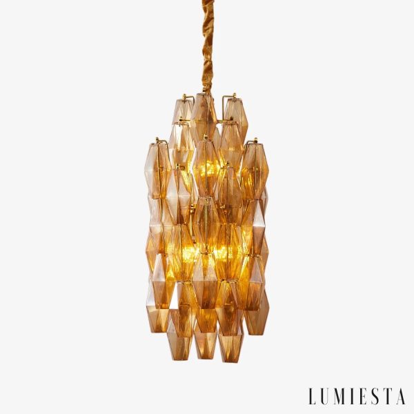 Lampa wisząca metalowa złota ze szkłem Lucerna - widok frontalny