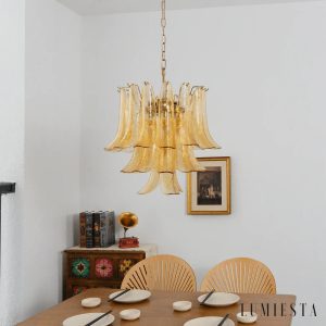 Lumina - nowoczesna złota lampa wisząca szklana w ujęciu z boku