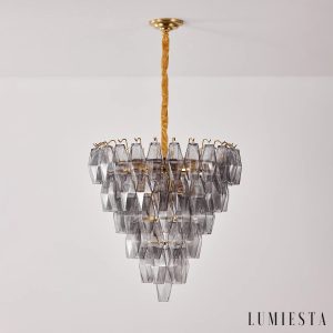 Żyrandol szklany Lusso - efektowna bryła o średnicy 80 cm