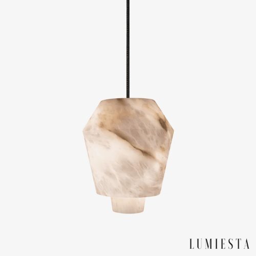 Lampa wisząca alabastrowa biała Madeira - nowoczesna forma z metalowym detalem