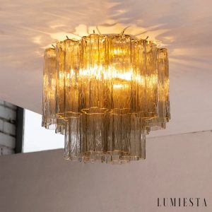 Maestrale - złota lampa sufitowa glamour ze szklanymi, kolorowymi elementami