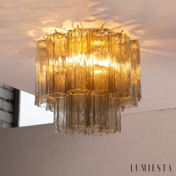 Maestrale - złota lampa sufitowa glamour ze szklanymi, kolorowymi elementami