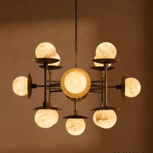 Mafra - nowoczesna lampa wisząca z niklowanym metalem, widok na całą formę