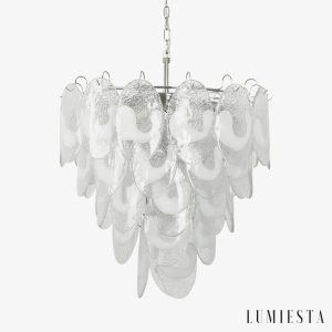 Lampa wisząca szklano-metalowa nikiel do salonu Maggiore - widok ogólny