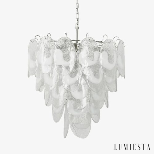 Lampa wisząca szklano-metalowa nikiel do salonu Maggiore - widok ogólny