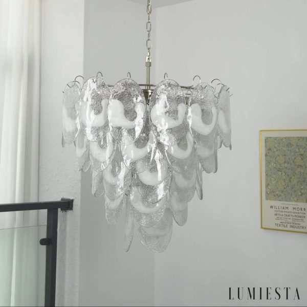 Maggiore - lampa wisząca z niklowanym wykończeniem i półkolistą formą kloszy