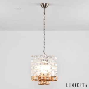 Lampa wisząca nikiel szkło Mare, nowoczesny żyrandol do salonu