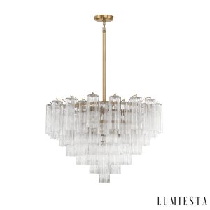 Marte - szklany klosz i złote wykończenie lampy wiszącej