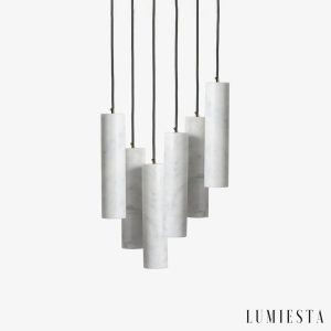 Lampa wisząca alabastrowa biała Marvao - widok główny nad stołem