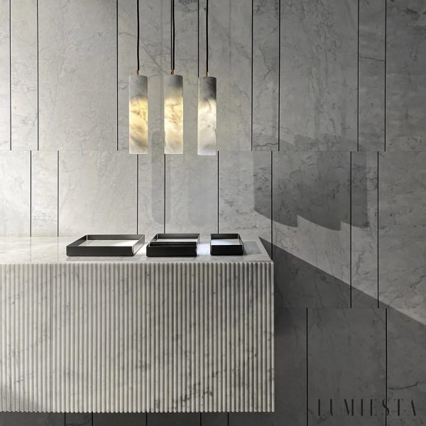 Marvao - elegancka lampa wisząca z alabastru, widok końcowy