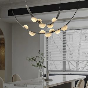 Mertola - czarno-biała lampa sufitowa glamour z alabastrowymi kloszami