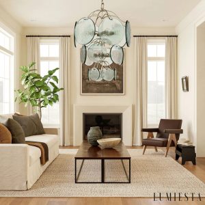Lampa wisząca Moda z niklową obręczą i zielonym szkłem, detal konstrukcji