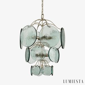 Lampa wisząca nikiel zielone szkło Moda - widok od przodu