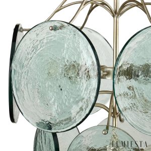 Moda - lampa wisząca nikiel zielone szkło, detal zawieszenia